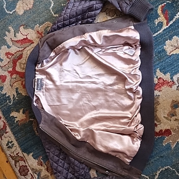 Michael Stars Goat Suede Moto Style Jacket W/ Quilted Satin Sleeves, XS - Picture 9 of 14